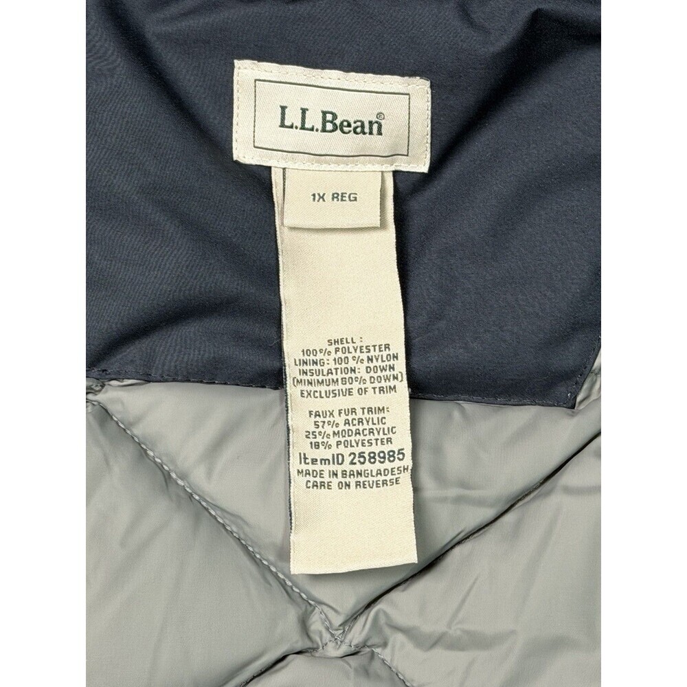 L.L. Bean 650 Women’s Downtek Goose Down Baxter Puffer Jacket Sz 1X No Hood BLK - Picture 15 of 16